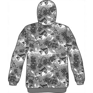 AC/DC Cannons All Over Print Zippered Hooded Sweatshirt
