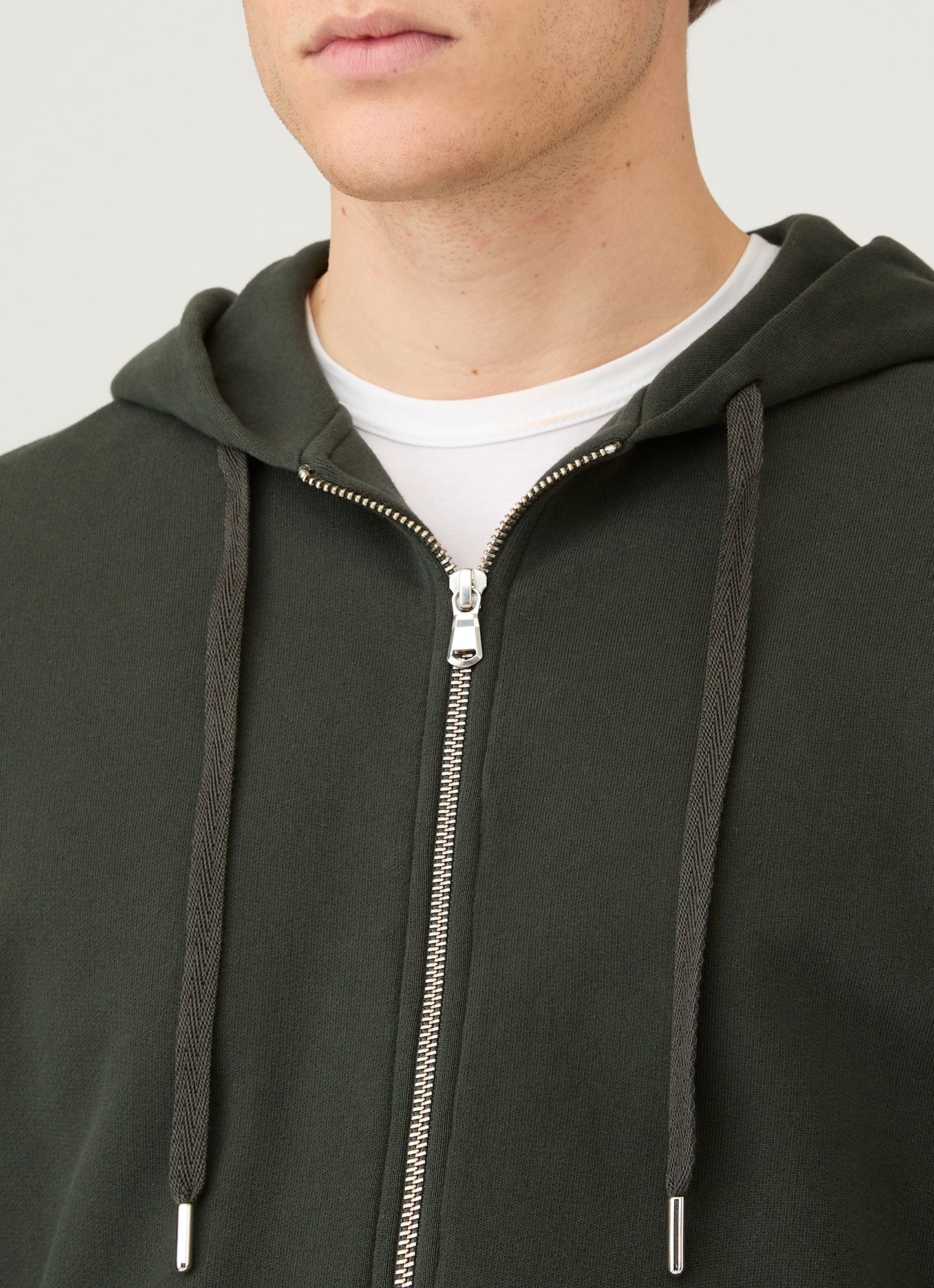 Mens Loopback Zip Hoodie In Dark Green Mhod1517 Gnin