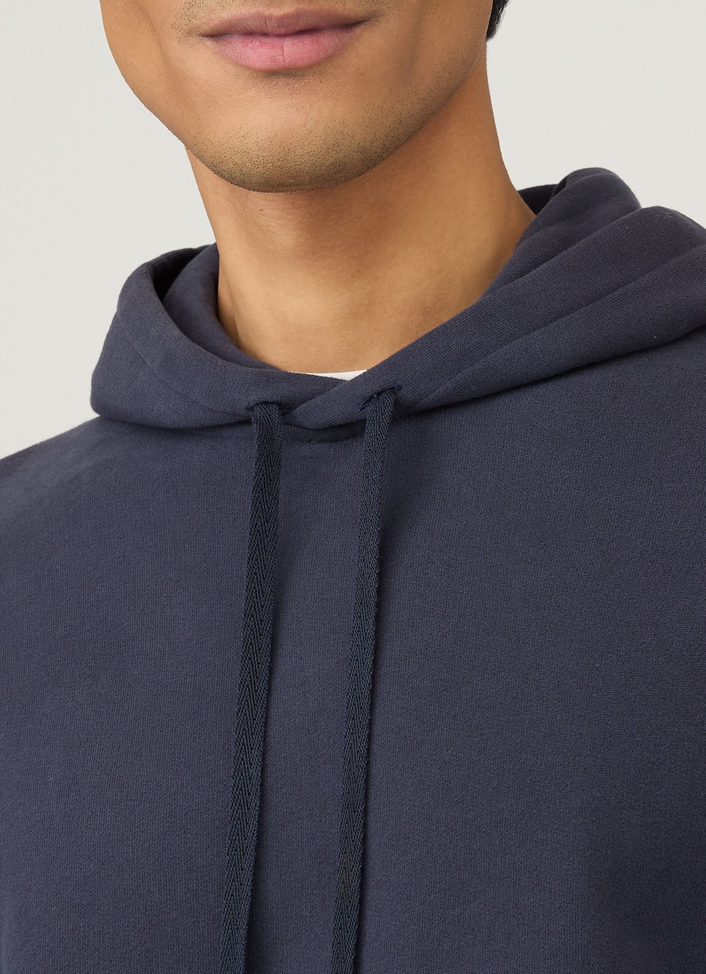 Mens Cotton Loopback Overhead Hoody In Navy
