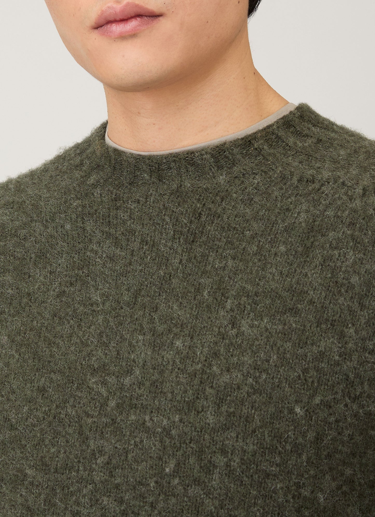 Mens Shetland Crew Neck Jumper In Sea Moss Mjum8266 Gnim