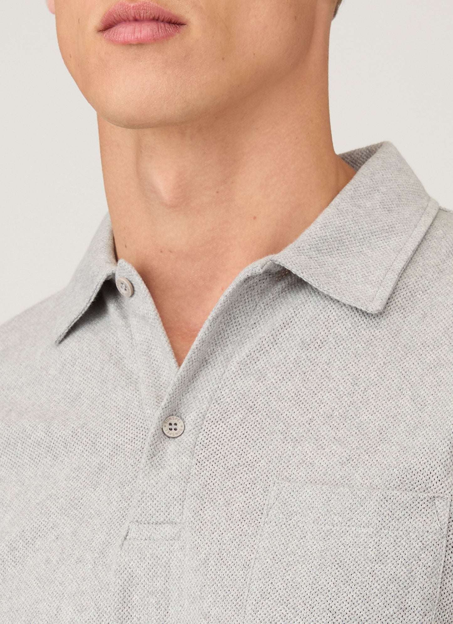 Mens Cotton Riviera Polo Shirt In Grey Melange
