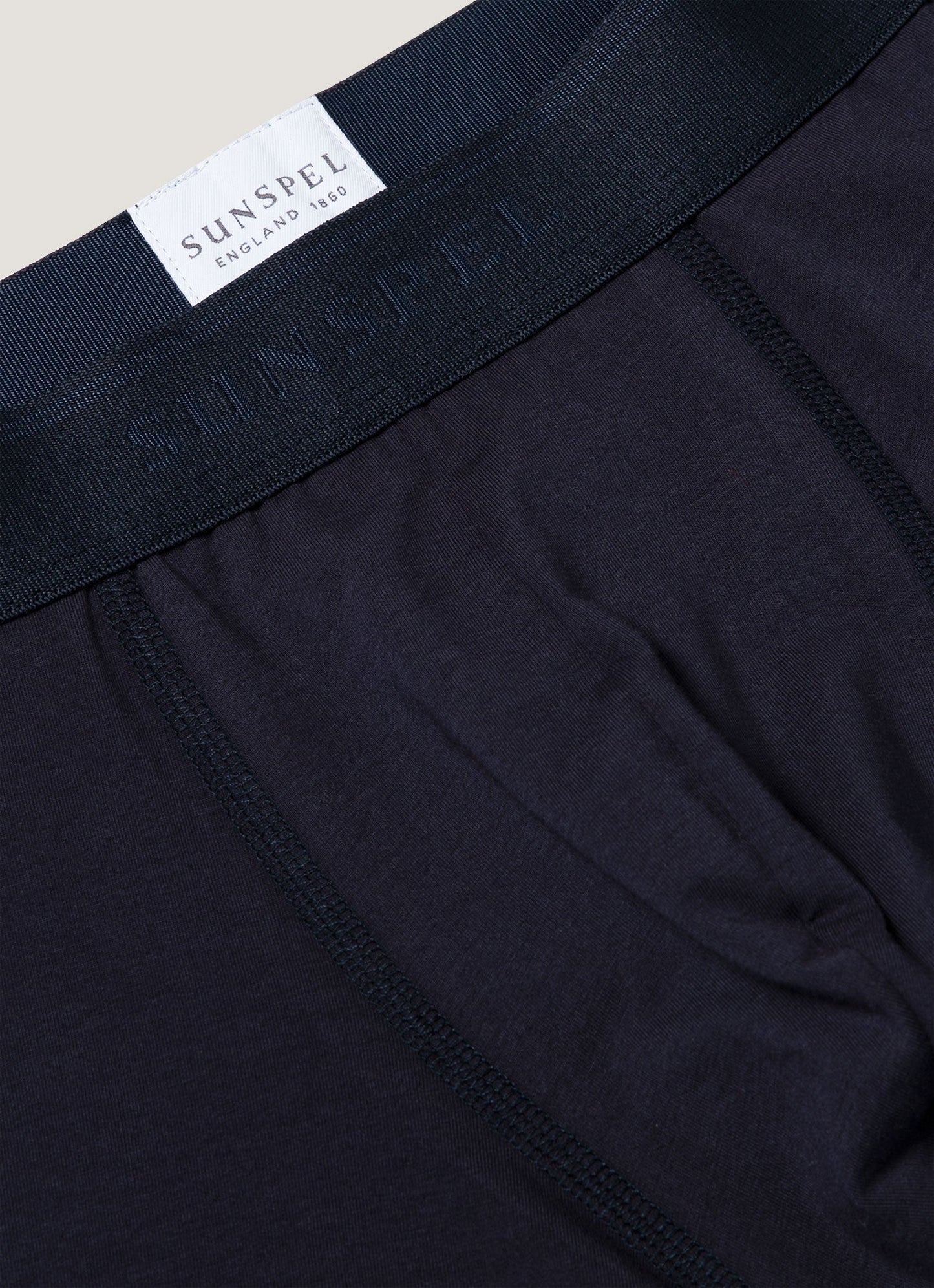 Mens Long Leg Stretch Cotton Trunks In Navy