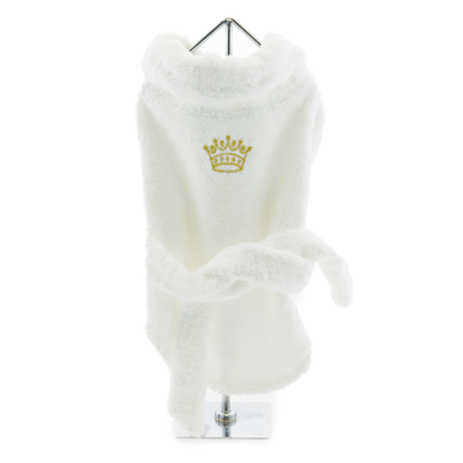 Doggie Design - White Gold Crown Cotton Dog Bathrobe by Doggie Design