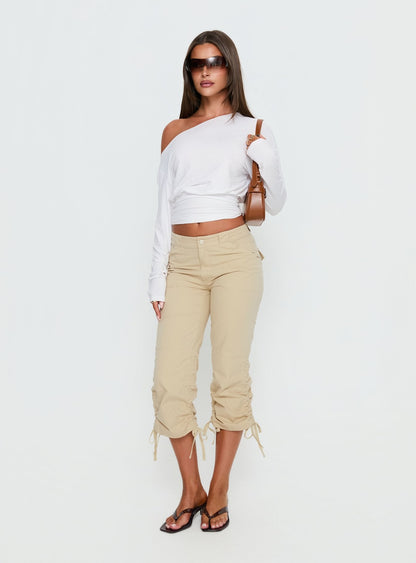 Ashlinn Off Shoulder Long Sleeve Drapey Top White