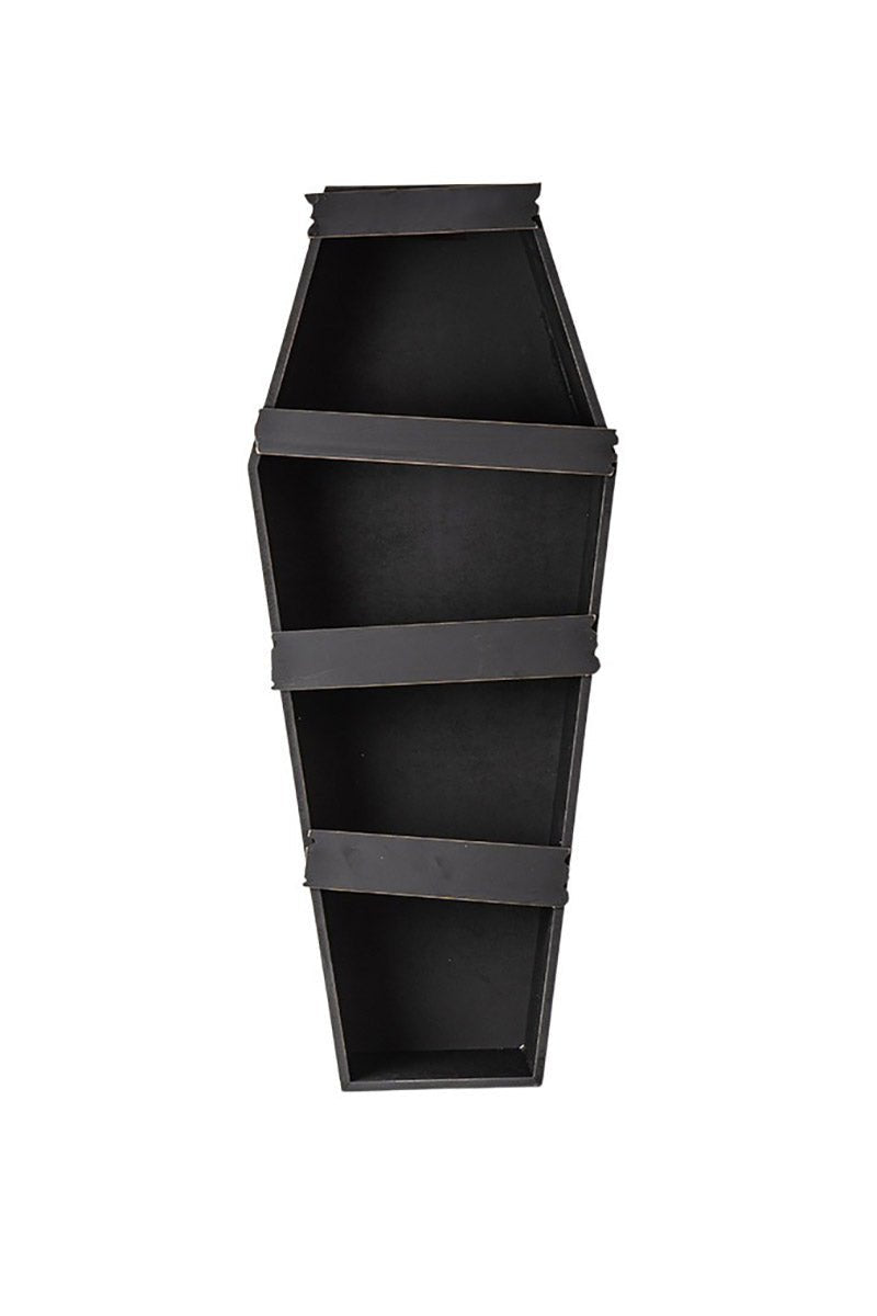 30" Distressed Haunted House Coffin Display Shelf