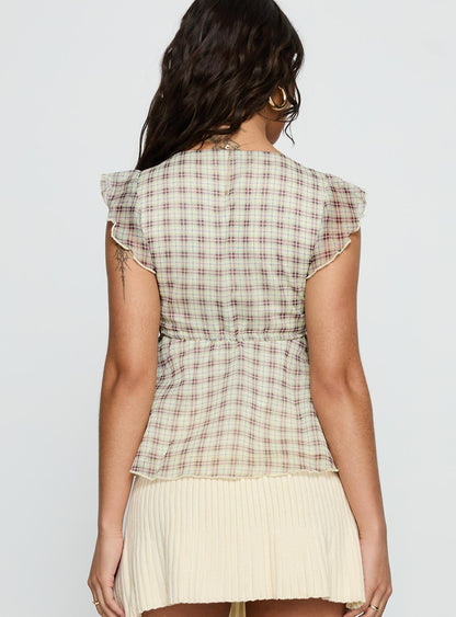 Auroraah Frill Top Yellow Check