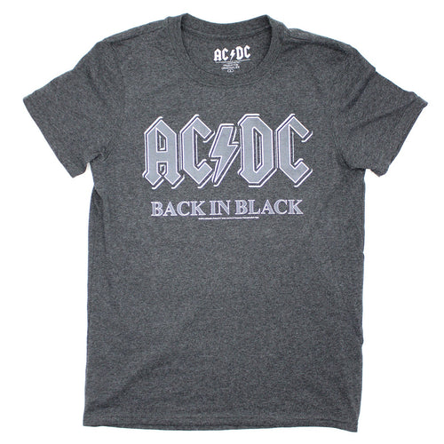 AC/DC Back In Black On Heather Charcoal T-shirt