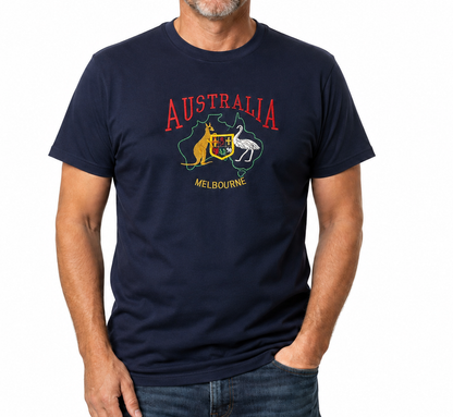 10X Adult Kangaroo Emu Australia Melbourne T Shirt Bulk Pack Navy Blue 100 Cotton Souvenir Gift Top