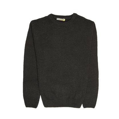 100 Shetland Wool Crew Round Neck Knit Jumper Pullover Mens Sweater Knitted Plain Black Xl