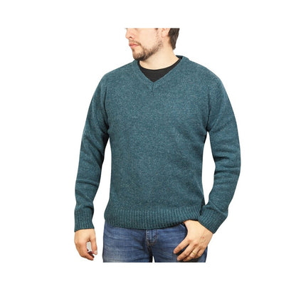 100 Shetland Wool V Neck Knit Jumper Pullover Mens Sweater Knitted 1