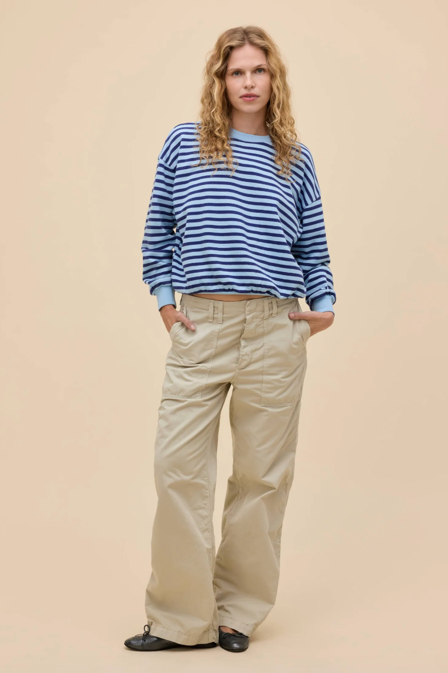 stripe oversized crew sweatshirt