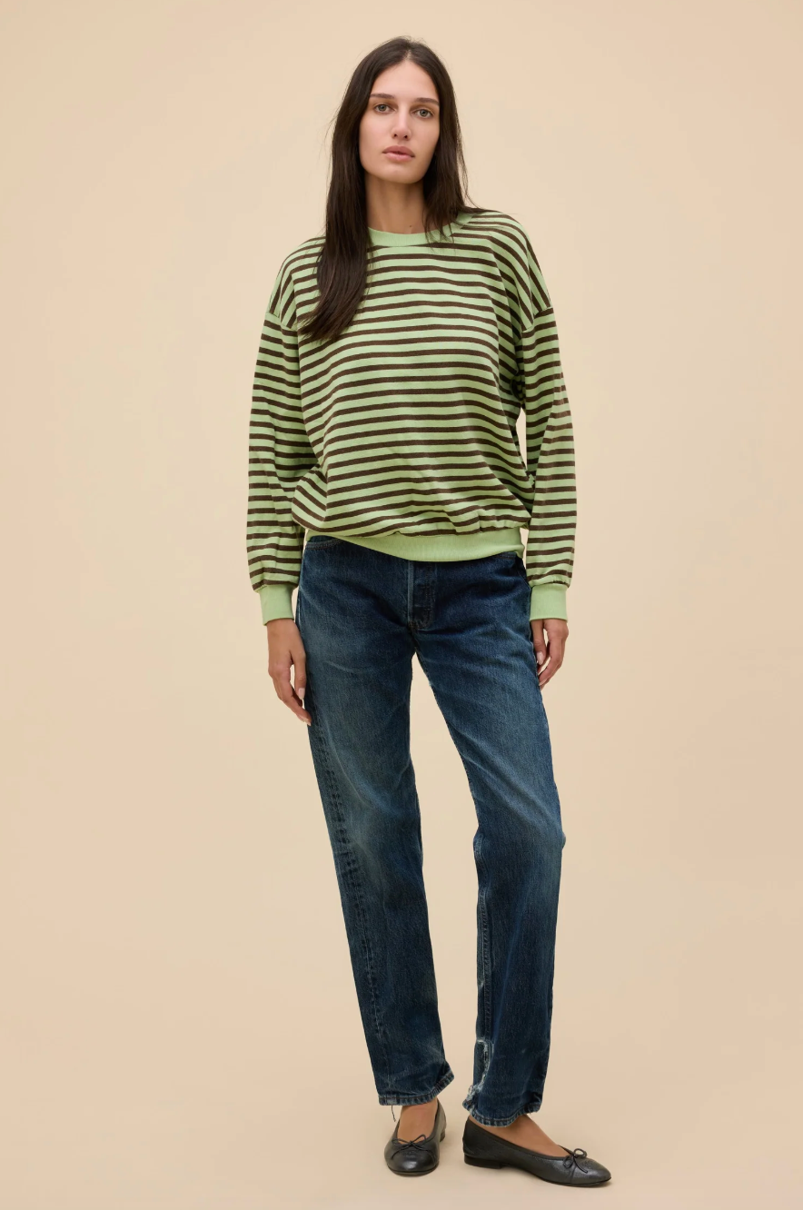 stripe oversized crew sweatshirt