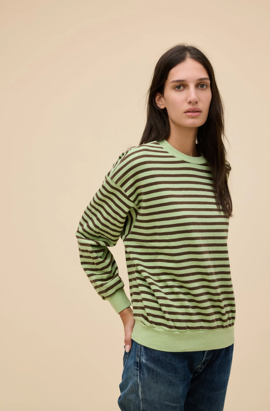 stripe oversized crew sweatshirt