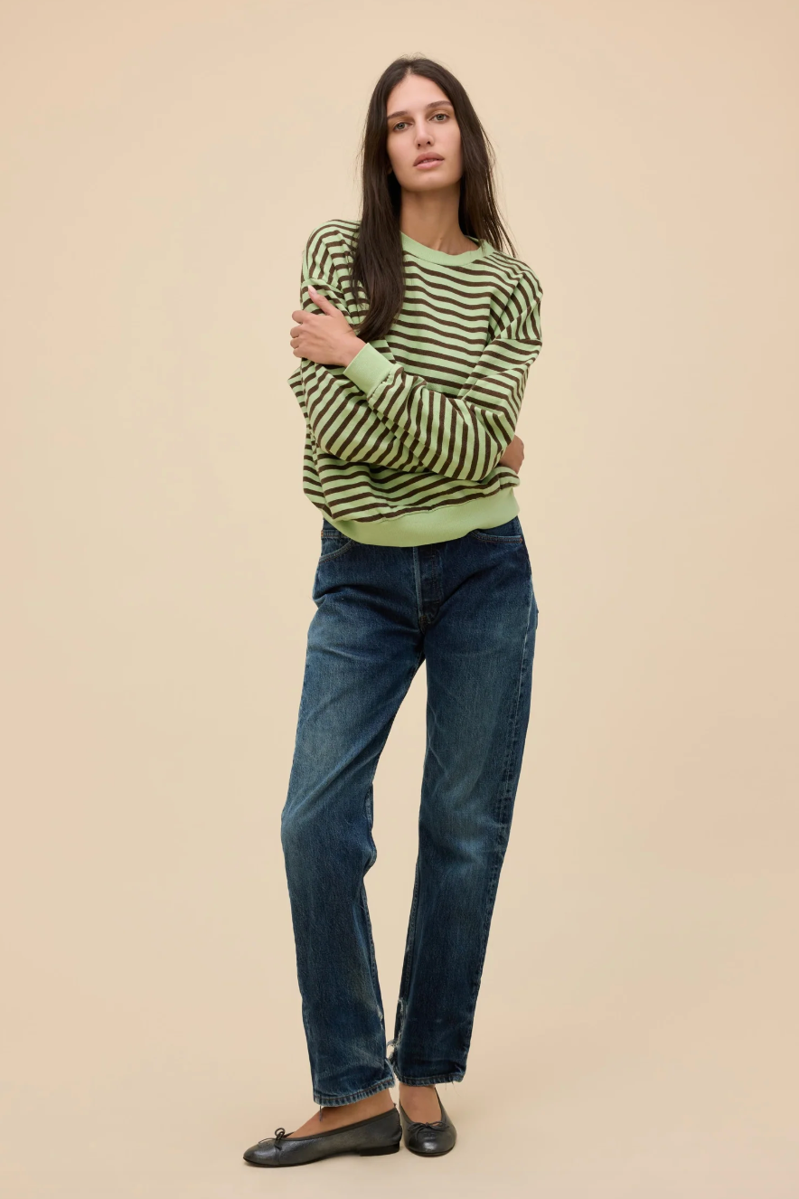 stripe oversized crew sweatshirt