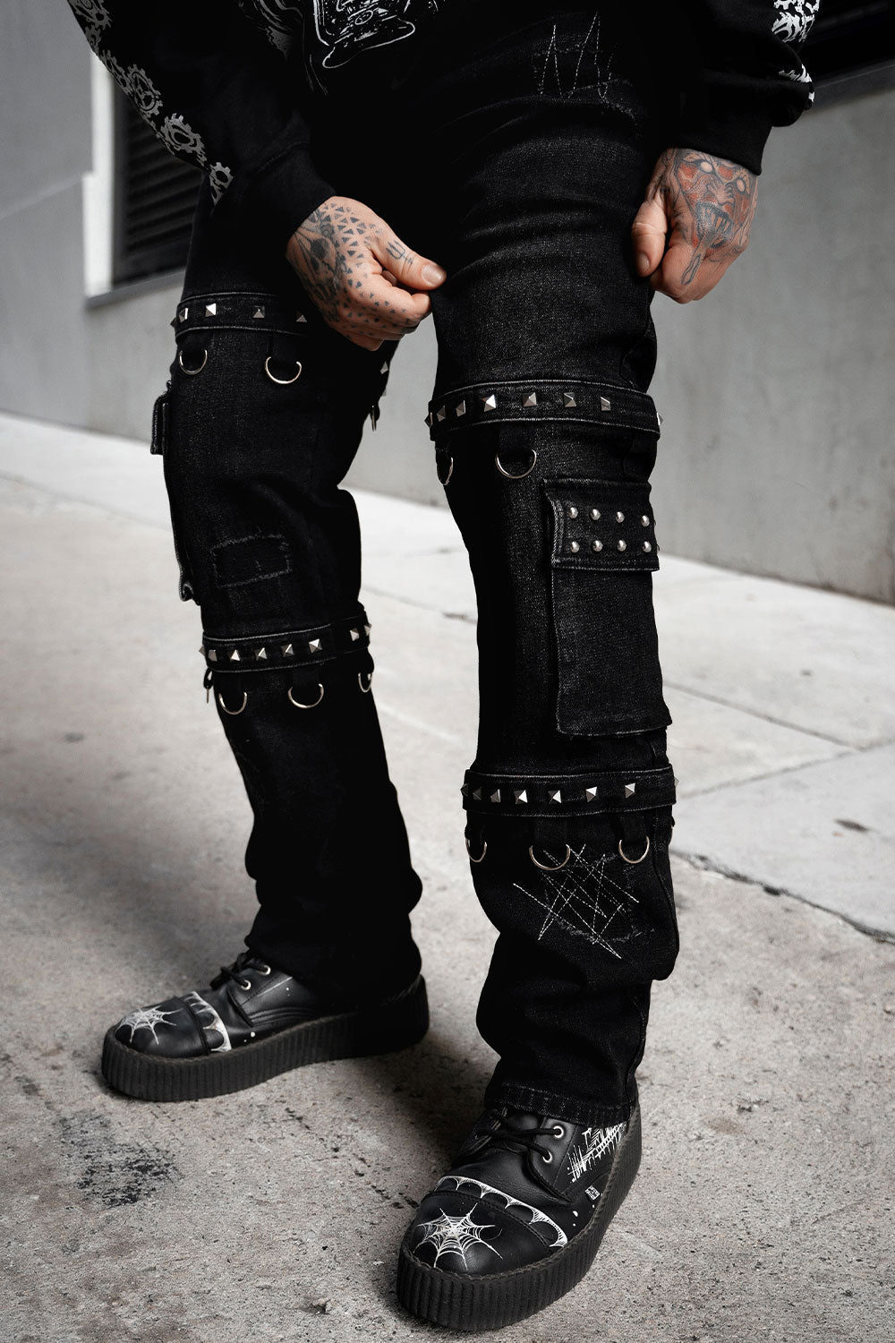 Asylum Scratches Pierced Cargo Pants [Unisex]