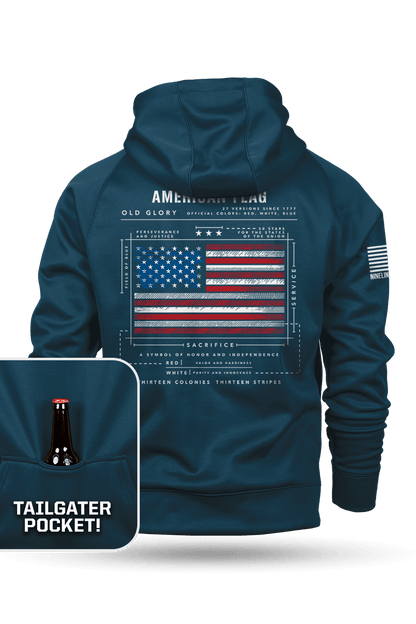 American Flag Schematic - Raglan Tailgater Hoodie