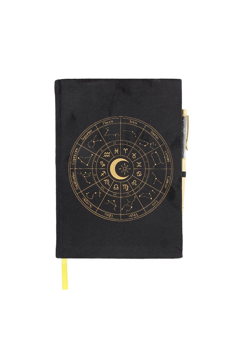 Astrology Wheel Journal with Black Obsidian Pen