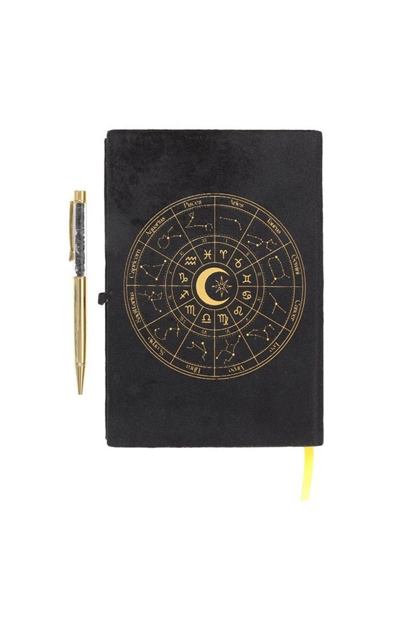 Astrology Wheel Journal with Black Obsidian Pen