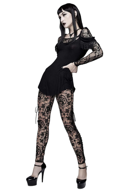 Bathory Edwardian Cameo Mesh Tattoo Leggings