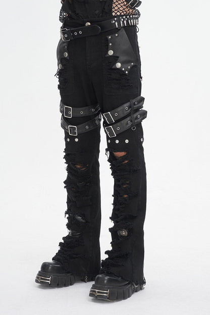 Batwing Pocket Ripped Punk Pants