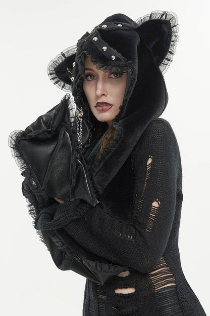 Black Bat Ears Hat [Batwing Pockets]