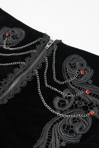 Black Blood Velvet High Waisted Shorts
