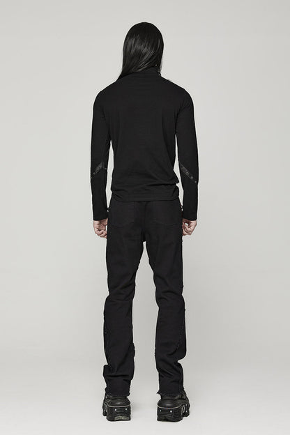 Black Lord Lace-Up Pants [BLACK/RED]