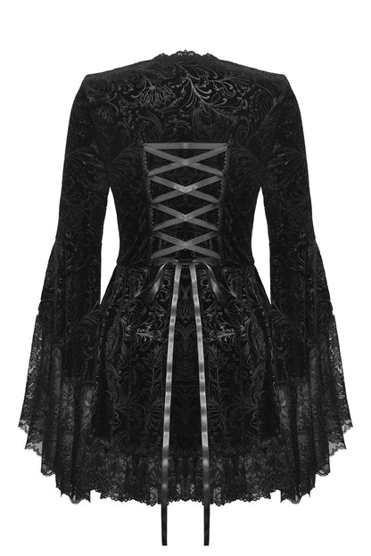 Coquette Flocked Vampire Velvet Dress