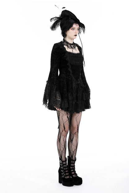 Coquette Flocked Vampire Velvet Dress