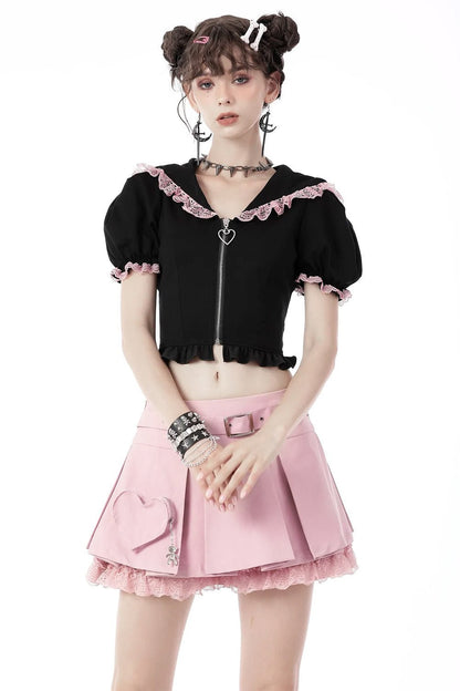 Creepy Kawaii Cat Crop Top