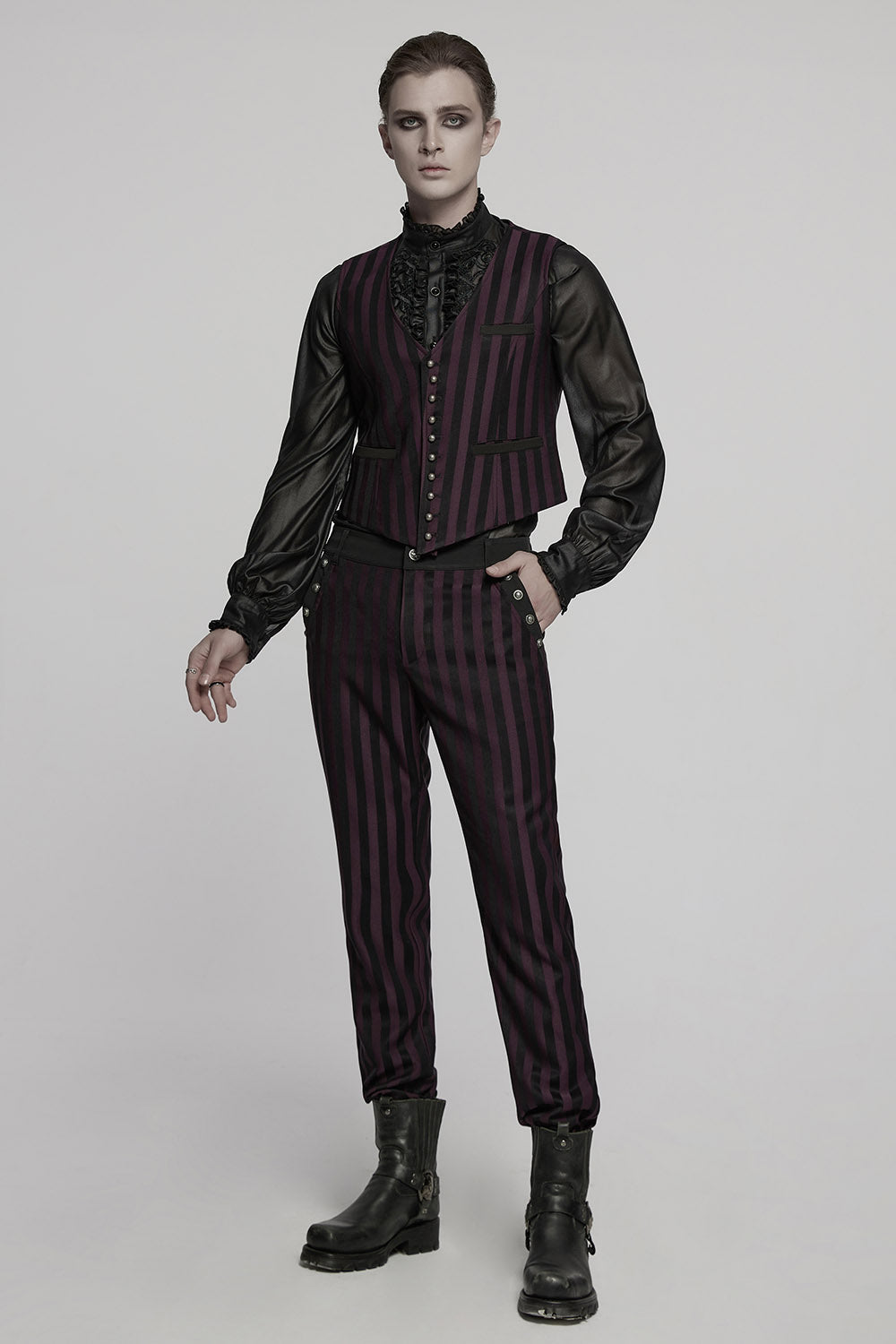 Crimson Manor Striped Waistcoat [Black/Red]