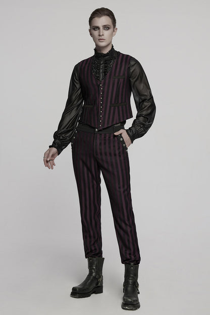 Crimson Manor Striped Waistcoat [Black/Red]