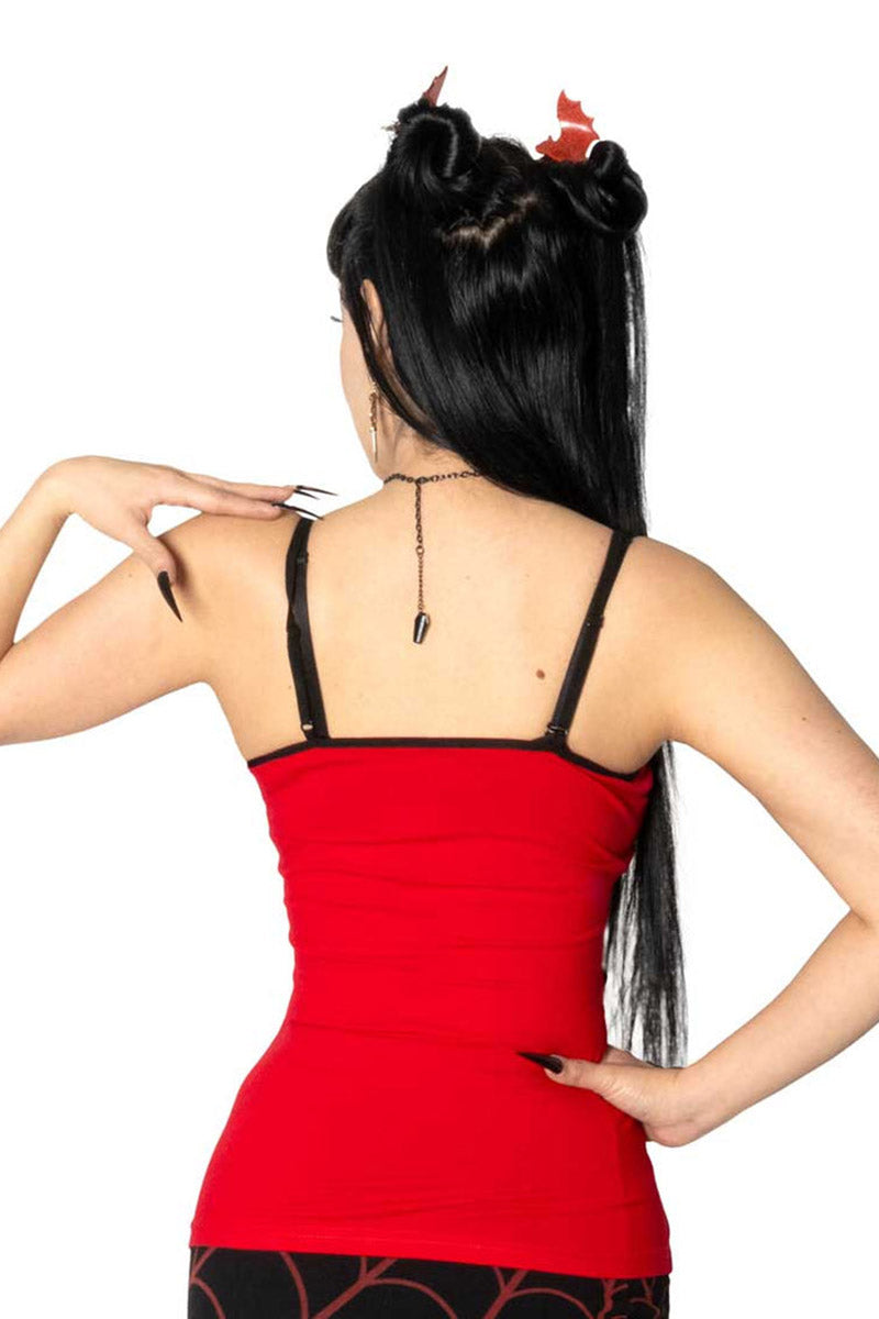 Bat Outline Red Lace Cami Top