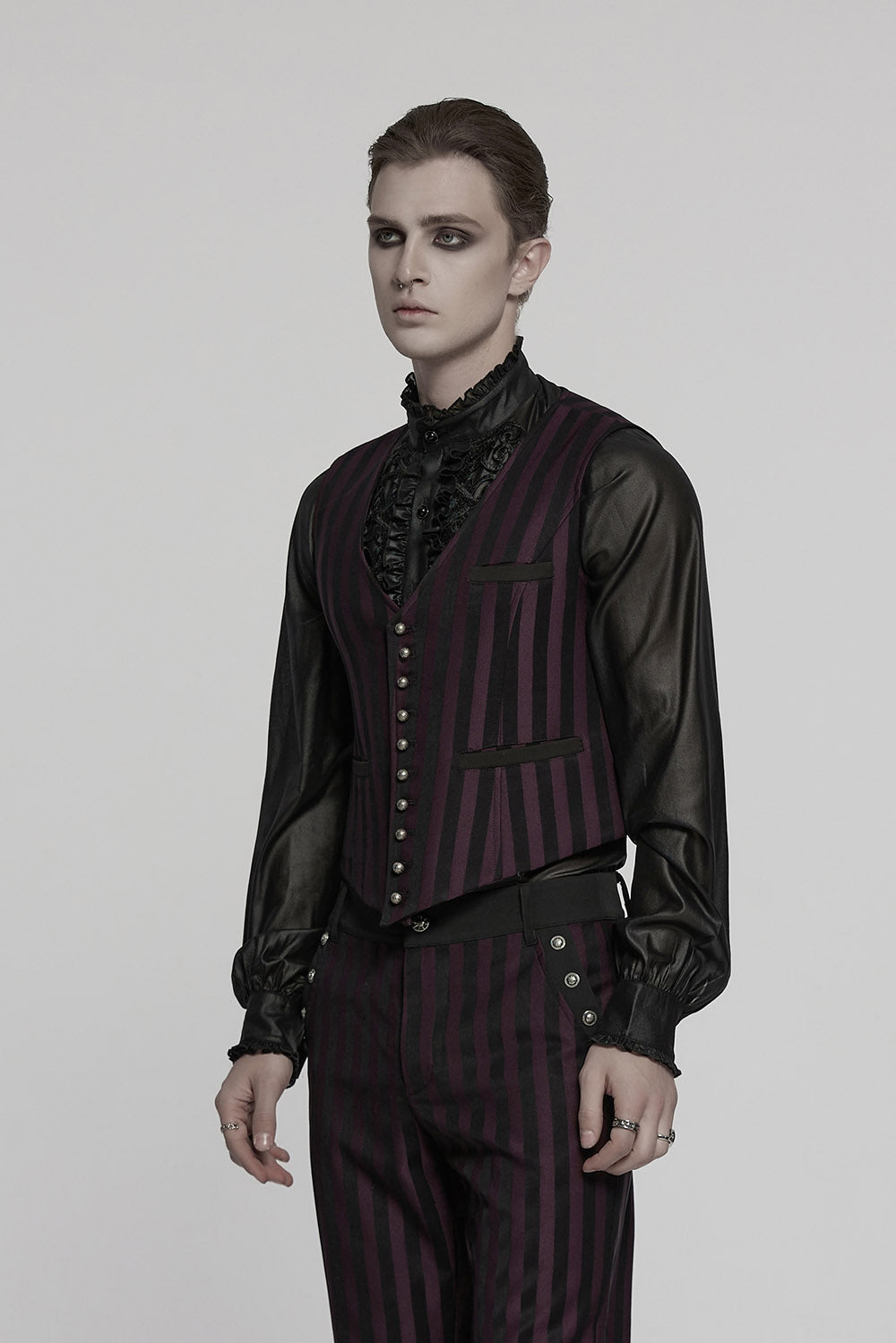 Crimson Manor Striped Waistcoat [Black/Red]