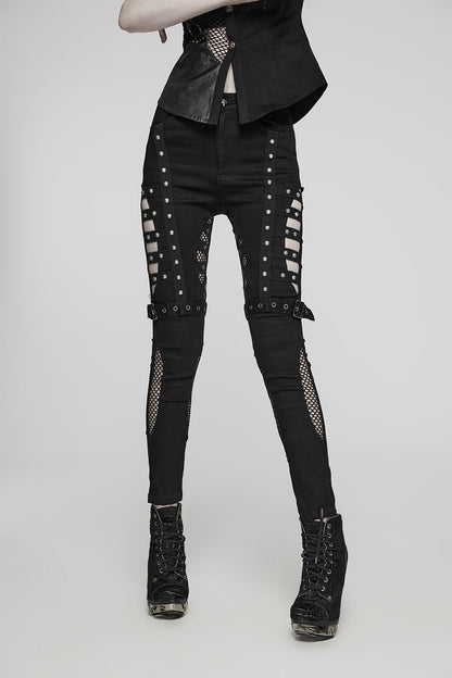 Abyss Fishnet Cutout Skinny Jeans