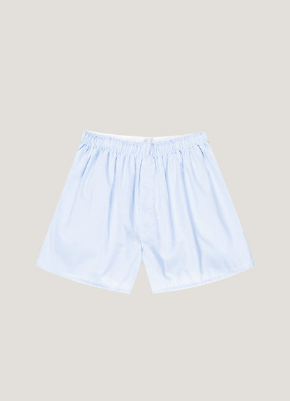 Mens Poplin Cotton Boxer Short In Light Blue Micro Gingham Mbox4700