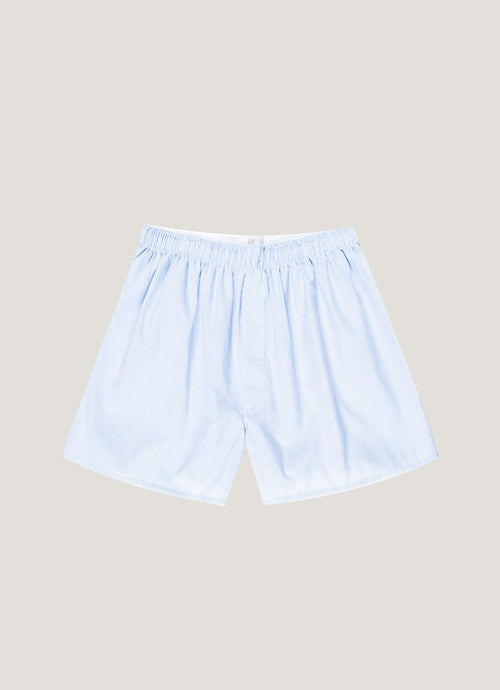 Mens Poplin Cotton Boxer Short In Light Blue Micro Gingham Mbox4700