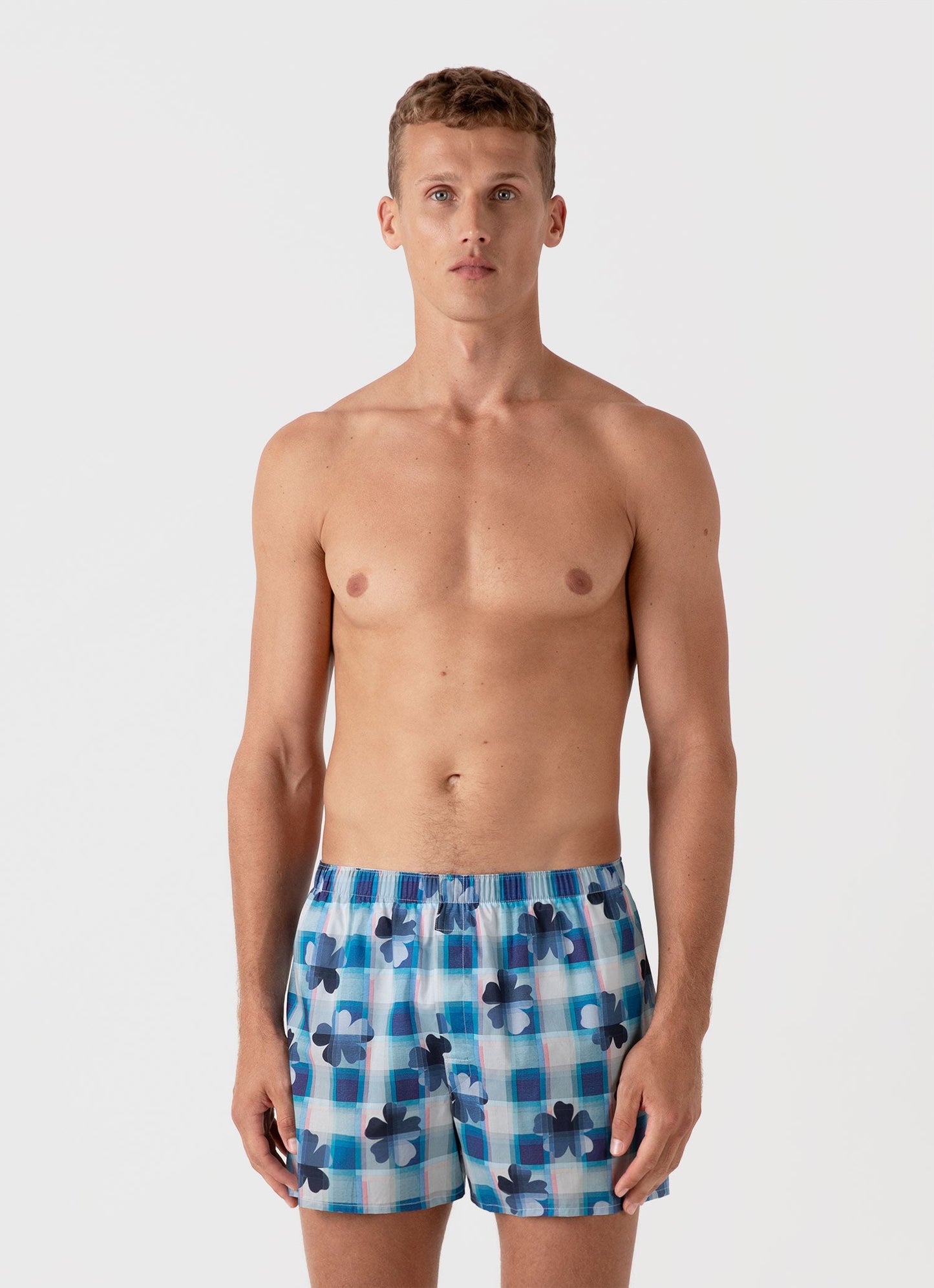 Mens Classic Boxer Shorts In Liberty Fabric In Blue Flower Mbox4701L Buvy