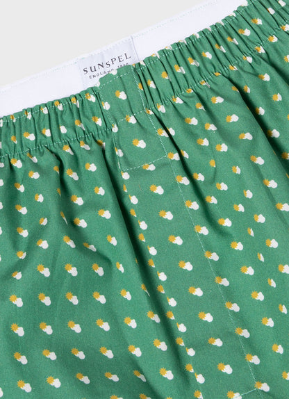 Mens Classic Boxer Shorts In Green Sun Clouds Mbox4701P Gnhd