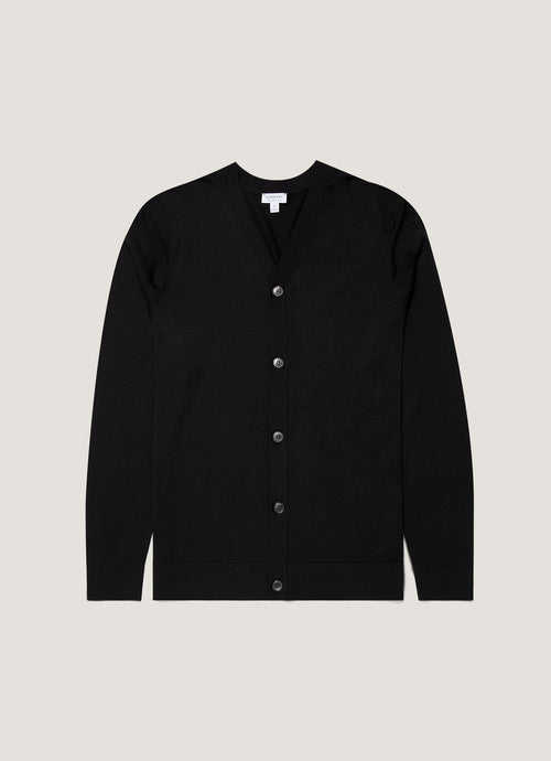 Mens Merino Cardigan In Black Mcar8223 Bkaa