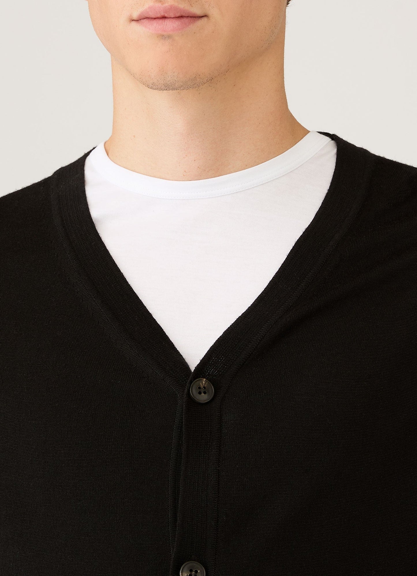 Mens Merino Cardigan In Black Mcar8223 Bkaa