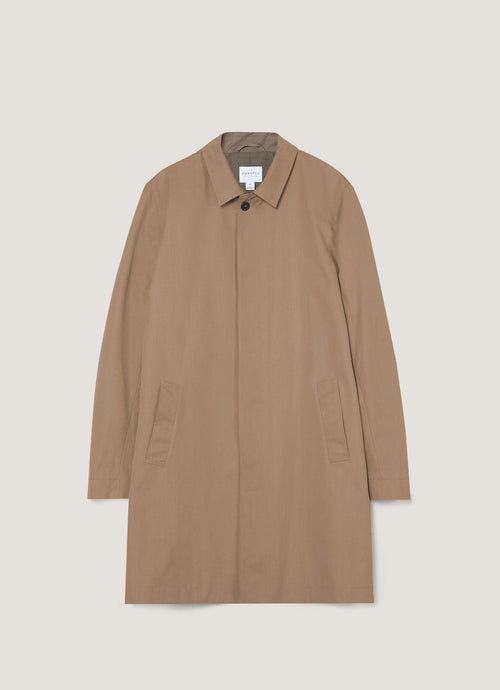 Mens Showerproof Cotton Mac In Dark Stone