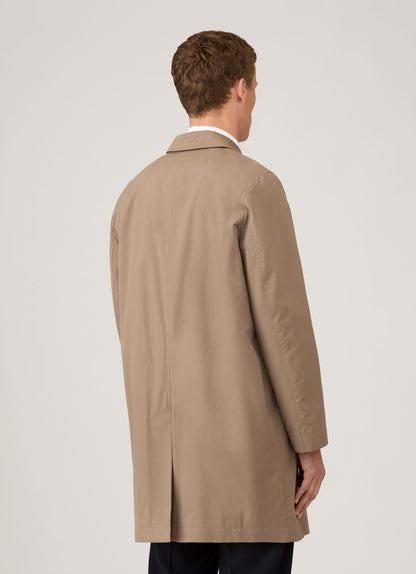 Mens Showerproof Cotton Mac In Dark Stone