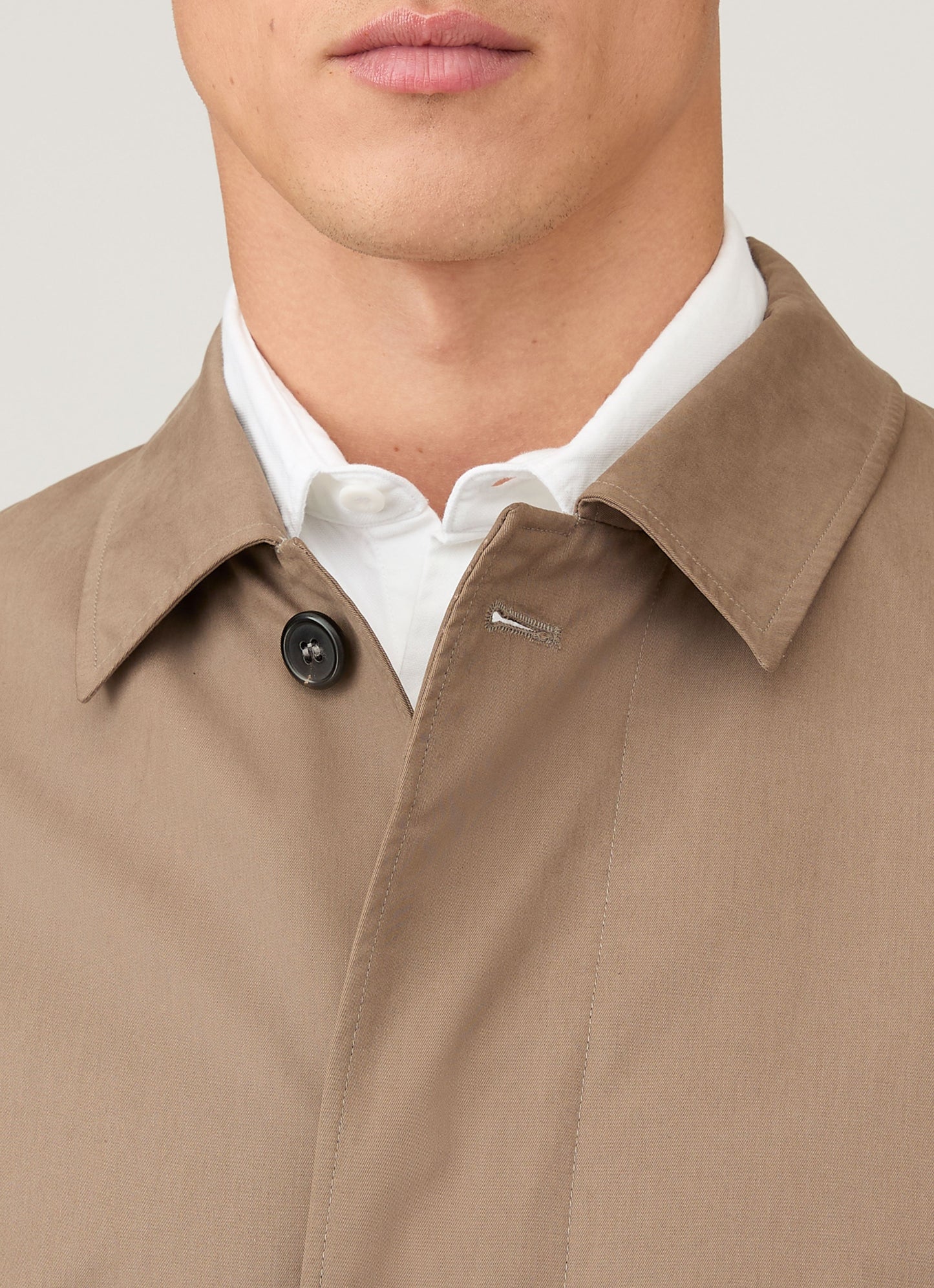Mens Showerproof Cotton Mac In Dark Stone