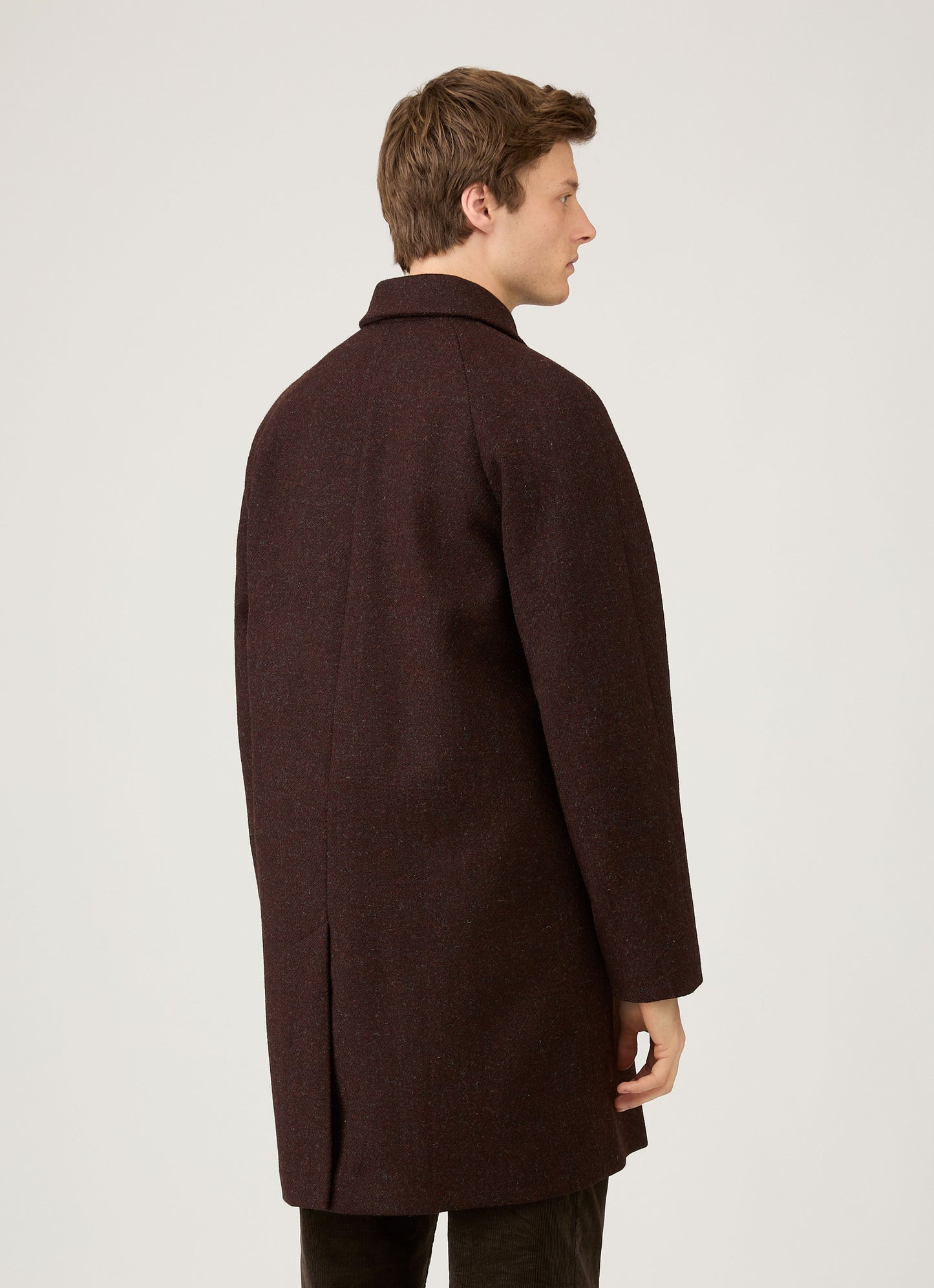 Mens Harris Tweed Car Coat In Truffle Mcoa7333 Brgd