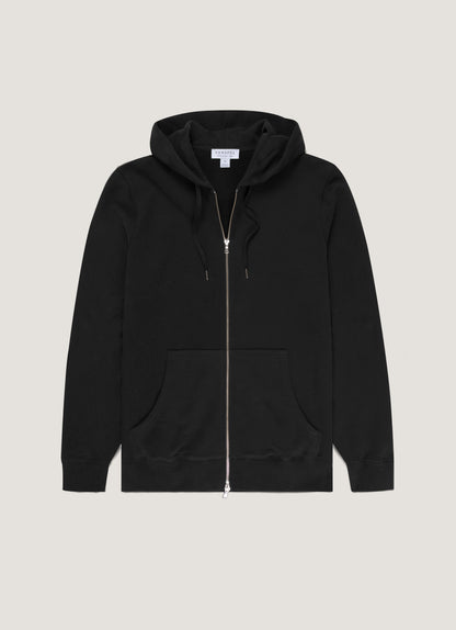 Mens Cotton Loopback Zip Hoody Black Mhod1517