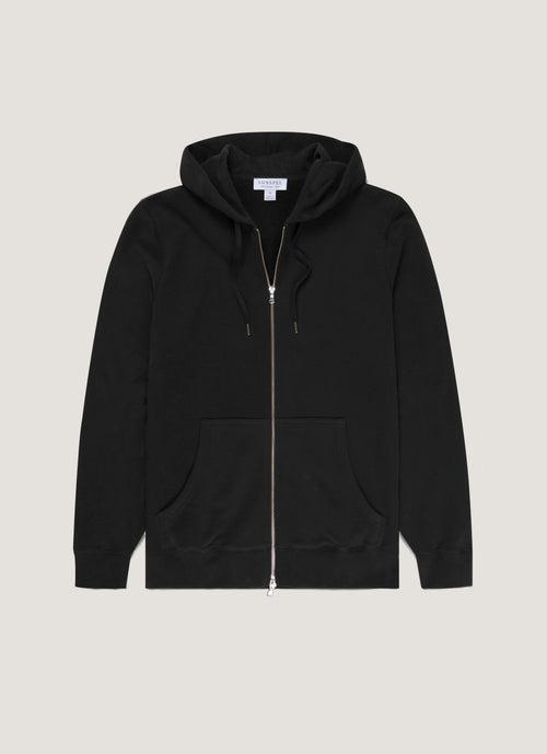 Mens Cotton Loopback Zip Hoody Black Mhod1517
