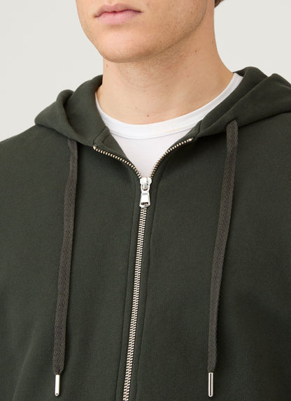 Mens Loopback Zip Hoodie In Dark Green Mhod1517 Gnin