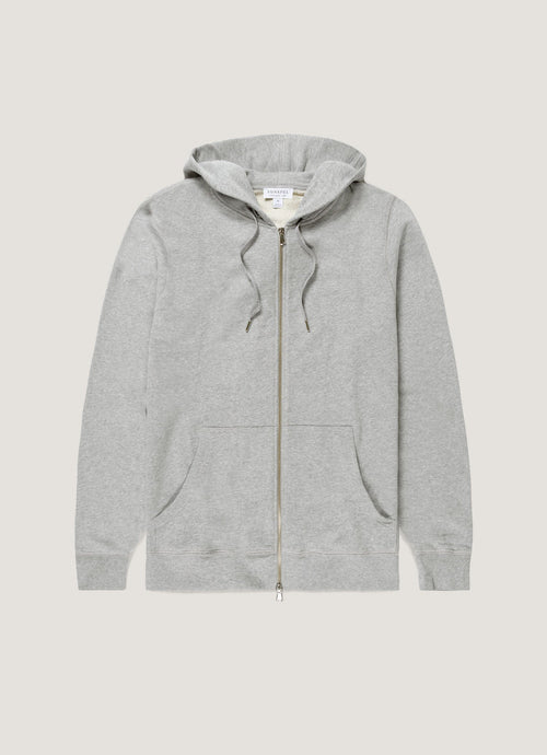 Mens Cotton Loopback Zip Hoody In Grey Melange Mhod1517