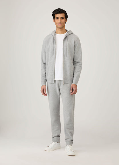 Mens Cotton Loopback Zip Hoody In Grey Melange Mhod1517
